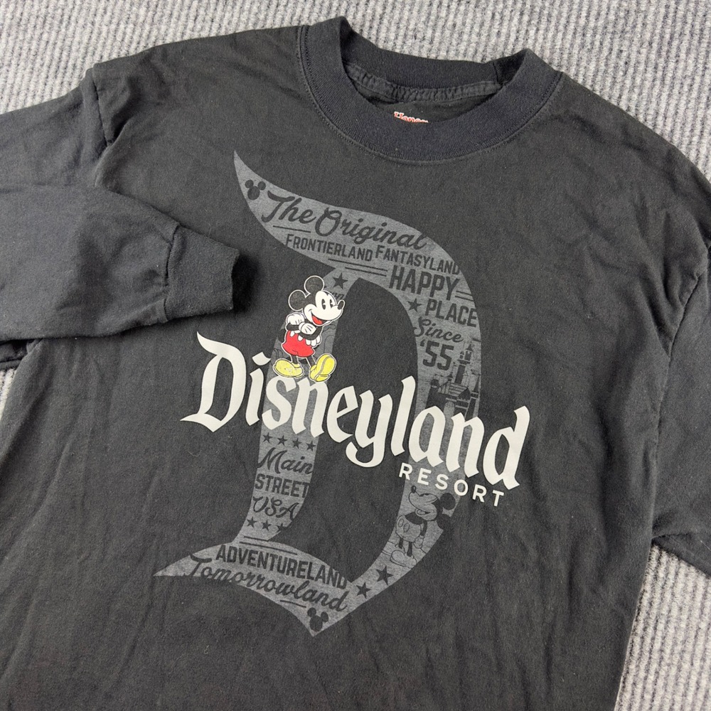 Disney Parks Disneyland Resort Mickey Mouse Long Sleeve Shirt Black Hanes Mens L